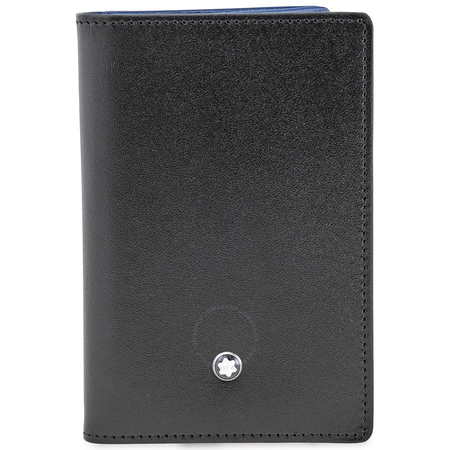 Montblanc Meisterstuck Business Card Holder with Gusset- Black/Light Blue 118305