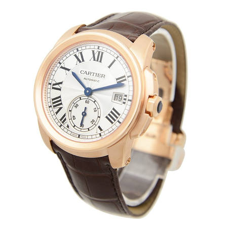 Cartier Caliber Silver Dial 18k Pink Gold Men's Watch WGCA0003