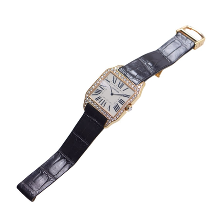 Cartier Santos-Dumont Diamond Bezel Manual Wind 18 kt Rose Gold Men's Watch WH100751