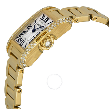 Cartier Tank Anglaise Silver dial 18kt Yellow Gold Ladies Watch WT100005
