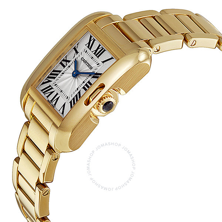 Cartier Tank Anglaise Silver Dial 18kt Yellow Gold Ladies Watch W5310014