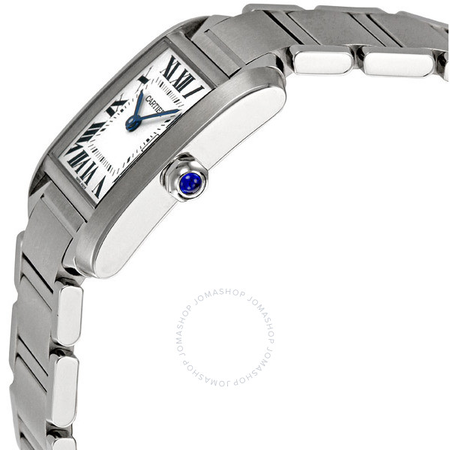 Cartier Tank Francaise White Grained Dial Steel Midsize Watch W51011Q3