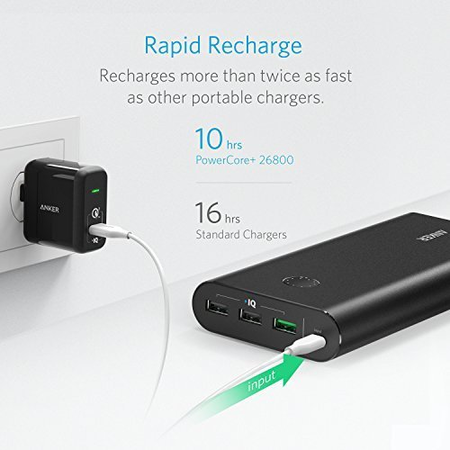 Anker PowerCore+ 26800, Premium Portable Charger, High Capacity 26800mAh External Battery with Qualcomm Quick Charge 3.0 (in- and output), Includes PowerPort+ 1 Wall Charger