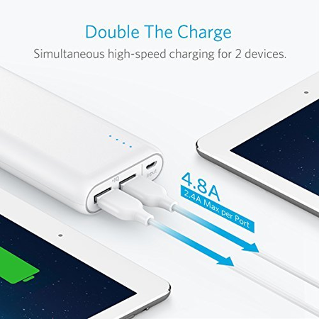 Anker PowerCore 20100 - 20000mAh Ultra High Capacity Power Bank with Powerful 4.8A Output, PowerIQ Technology for iPhone, iPad and Samsung Galaxy and More (White)