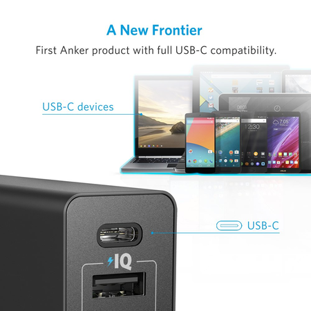 Anker USB Type-C 40W 5-Port USB Wall Charger, PowerPort 5 for iPhone 7 / 6s / Plus, iPad Pro / Air 2 / mini, Galaxy S7 / S6 / Edge / Plus, Note 5 / 4, LG, Nexus, HTC and More