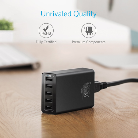 Anker 40W/8A 5-Port USB Charger PowerPort 5, Multi-Port USB Charger for iPhone 6/6 Plus, iPad Air 2/Mini 3, Samsung Galaxy S6/S6 Edge and More