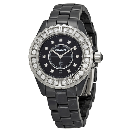 Chanel J12 Black Diamond Dial Quartz Ladies Watch H2427