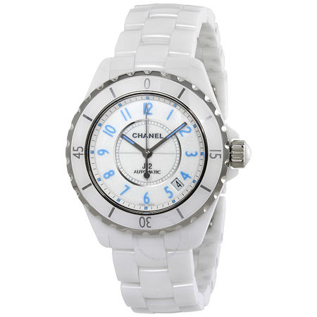 Chanel J12 Blue Light White Dial Ceramic Automatic Unisex Watch H3827
