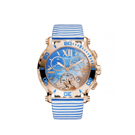 Chopard Happy Sport Chrono Beach Motif Dial 18kt Rose Gold Ladies Watch 283581-5011