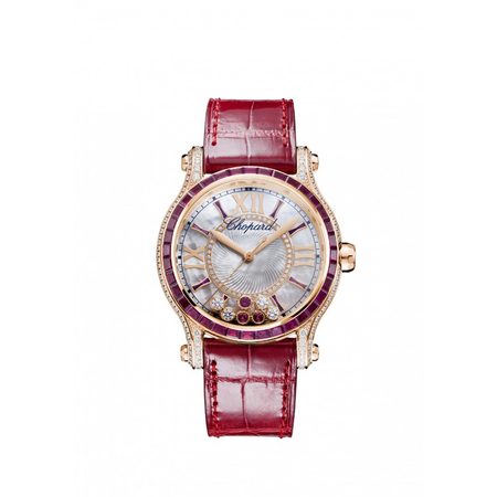 Chopard Happy Sport Mother of Pearl with Diamonds and Rubies Dial Ladies Watch 274891-5004