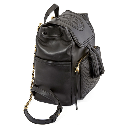 Tory Burch Fleming Leather Backpack- Black 45143-001