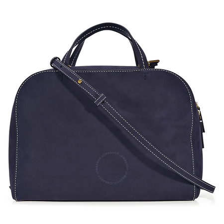 Tory Burch Perforated-Logo Suede Satchel- Tory Navy 41472-405