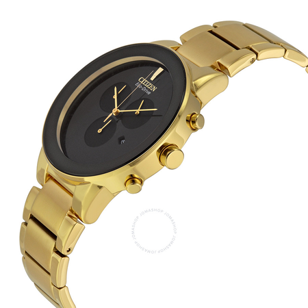 Citizen Axiom Eco Drive Chronograph Black Dial Gold-tone Men's Watch AT2242-55E