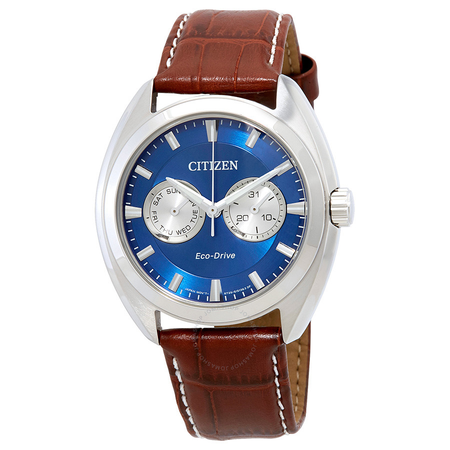 Citizen Paradex Blue Dial Men's Brown Leather Watch BU4010-05L