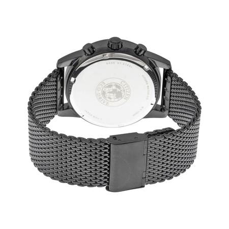 Citizen Eco-Drive Chronograph Black Dial Black Ion-plated Mesh Men's Watch CA0338-57E