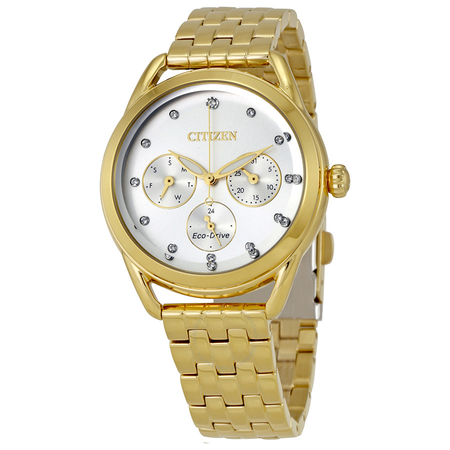 Citizen LTR Crystal Silver Dial Yellow Gold-tone Ladies Watch FD2052-58A
