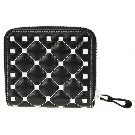 Valentino Free Rockstud Spike Quilted Leather Wallet- Black PW2P0P03RVH-0NO