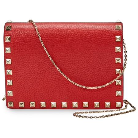 Valentino Ladies Leather Rockstud Red Rock Pouch W Card Slots P0249 VSH 0RO