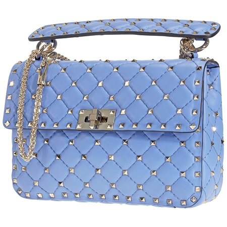 Valentino Medium Rockstud Spike Shoulder Bag- Angel Blue RW2B0122NAP-GY7