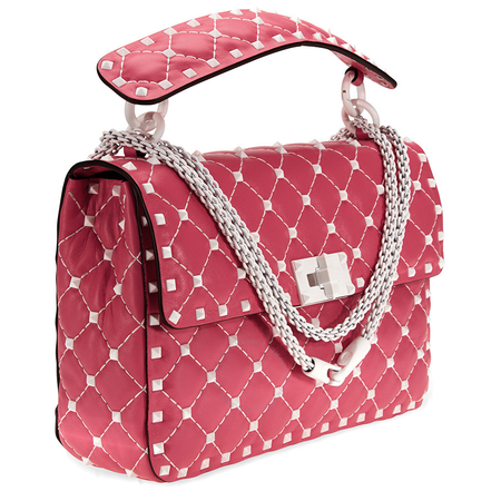 Valentino Rockstud Spike Medium Shoulder Bag- Shadow Pink B0122RVH 0HO