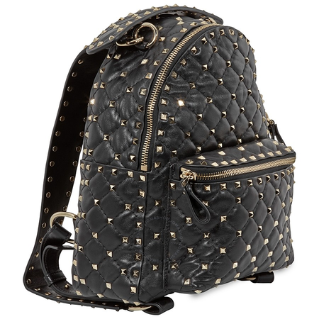 Valentino Ladies Leather Rockstud Spike Black Small Backpack B0C48 NAP 0NO