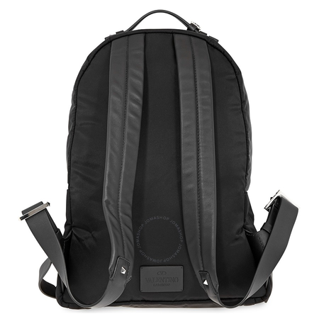 Valentino Men's Backpack . Black/White Backpack Nylon Logo B0340 YJM 0NI