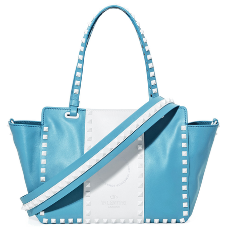 Valentino Rockstud Small Leather Tote- Azure PW2B0037YDW-0S7