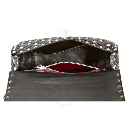 Valentino Rockstud Spike Medium Shoulder Bag- Black B0122RVH 0NO