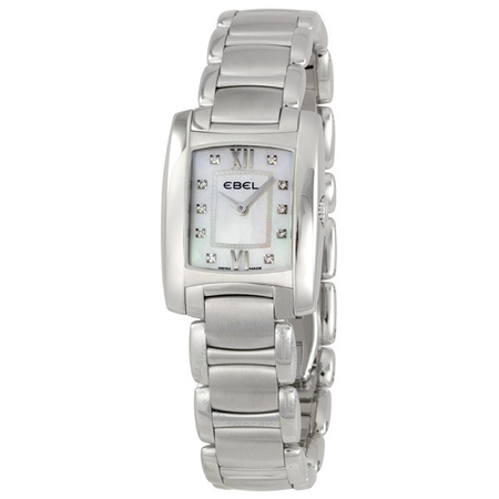 Ebel Brasilia Mini White Mother of Pearl Diamond Dial Steel Ladies Watch 1215605