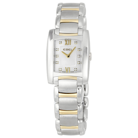 Ebel Brasilia Mini White Mother of Pearl Diamond Dial Steel Ladies Watch 1215768