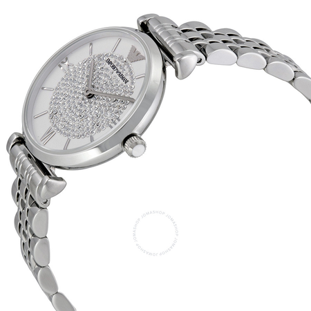 Emporio Armani Armani White Crystal Pave Dial Stainless Steel Ladies Watch AR1925