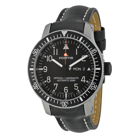 Fortis Official Cosmonauts Automatic Black Dial Black Leather Men's Watch 6472711L01 647.27.11 L01
