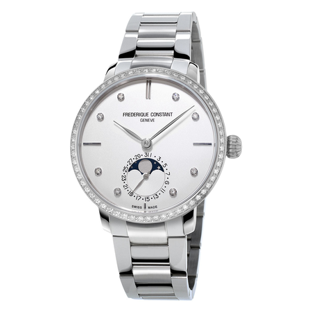 Frederique Constant Slimline Moonphase Silver Diamond Dial Automatic Men's Watch FC-703SD3SD6B