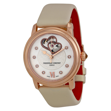 Frederique Constant World Heart Federation Automatic White Dial White Strap Ladies Watch FC-310WHF2P4