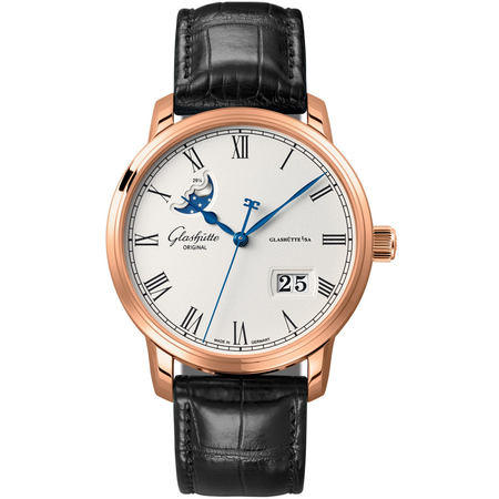 Glashutte Senator Panorama Silver Dial 18K Rose Gold Automatic Men's Watch 10004321504 100-04-32-15-04