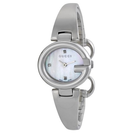 Gucci ssima Diamond Mother of Pearl Dial Stainless Steel Ladies Watch YA134504