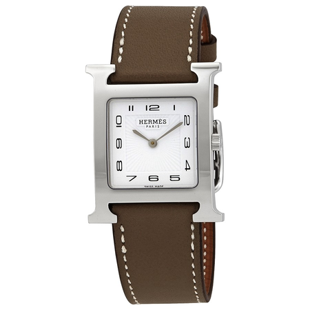 Hermes H Hour Quartz Medium White Dial Ladies Watch 036796WW00