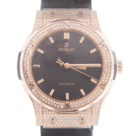 Hublot Classic Fusion Mat Black Dial Automatic Men's 18 Carat Rose Gold Watch 542.OX.1181.LR.1704