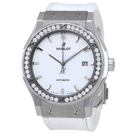 Hublot Classic Fusion White Mat Dial Automatic Ladies Diamond Watch 542.NE.2010.LR.1204