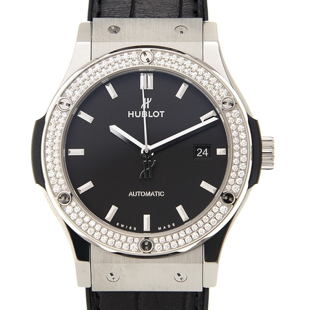 Hublot Classic Fusion Mat Black Dial Automatic Men's Diamond Watch 542.NX.1171.LR.1104
