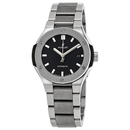 Hublot Classic Fusion Matte Black Dial Automatic Titanium Ladies Watch 585.NX.1170.NX