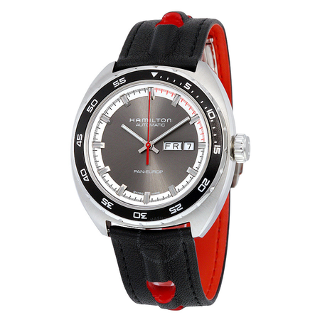 Hamilton American Classic Pan Europ Automatic Grey Dial Black Leather Men's Watch H35415781