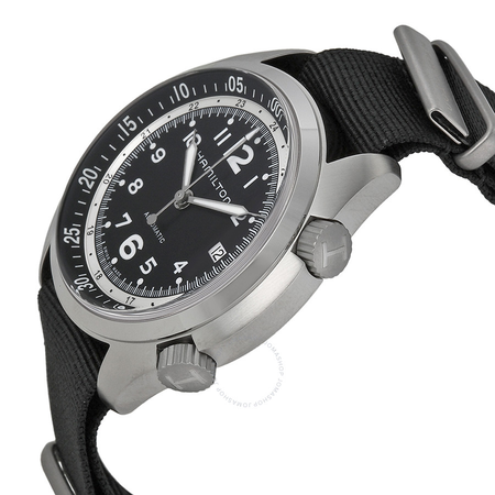 Hamilton Khaki Pilot Pioneer Automatic Black Dial Black Fabric Men's Watch H76455733