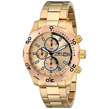 Invicta Specialty Chronograph Rose Dial 18kt Gold Ion-plated Watch 17753
