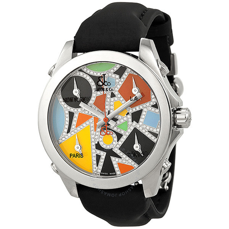 Jacob & Co. Jacob and Company Five Time Zone Diamond-Accented Multi-Colored Dial Unisex Watch JCM115DA