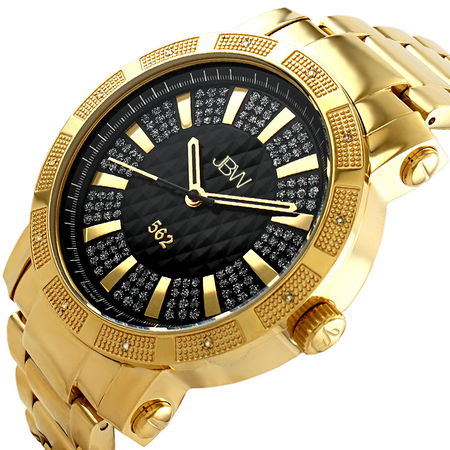 JBW 562 Black Crystal Dial Diamond Bezel Gold-tone Stainless Steel Men's Watch JB-6225-C