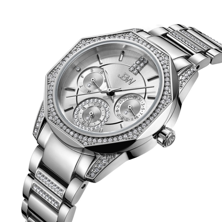 JBW Quartz Diamond Crystal Silver Dial Ladies Watch J6369E