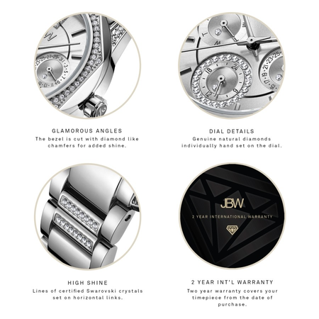 JBW Quartz Diamond Crystal Silver Dial Ladies Watch J6369E