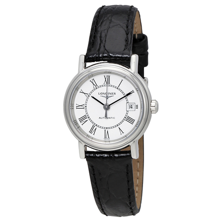 Longines Presence White Dial Black Leather Band Automatic Ladies Watch L43214112