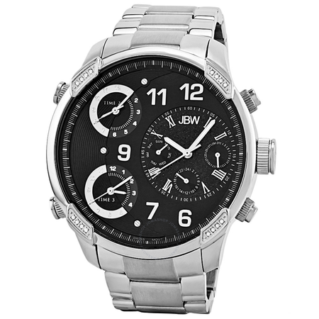 JBW G4 Multi-Time Zone Black GMT Dial Diamond Bezel Men's Watch J6248B